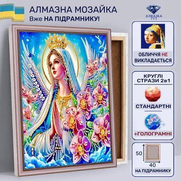 Алмазна мозаїка "Богородиця надії та добра" на підрамнику 50х40 см 50153 фото