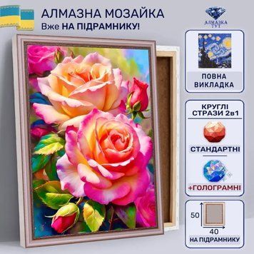 Алмазна мозаїка "Глорія" на підрамнику 50х40 см 50001 фото
