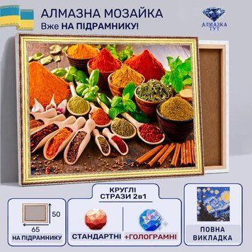Алмазная мозаика "Специи для большого повара" на подрамнике 65х50 см  LRS635 фото